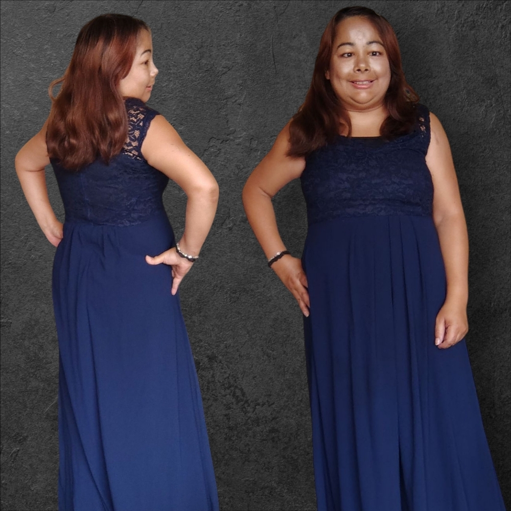 Miusol Women's Medium Navy Lace Formal Dress